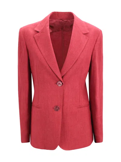 Max Mara Single-breasted Linen Blazer In Brown