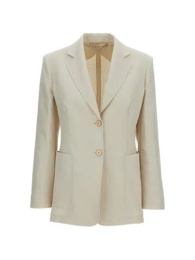 Max Mara Single-breasted Linen Blazer In Neutral