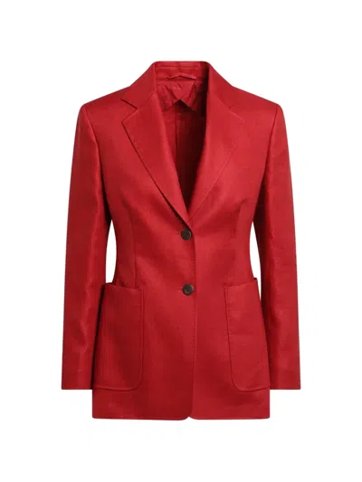 Max Mara Volonta Linen Blazer Notch Lapel Tailoring In Red