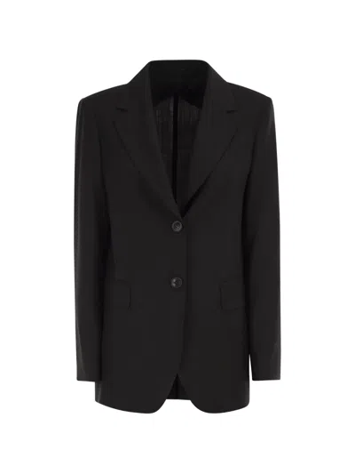 Max Mara Single-breasted Long-sleeve Blazer In Black
