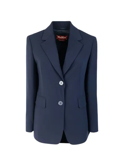 Max Mara Single-breasted Notched-lapels Blazer In Blue