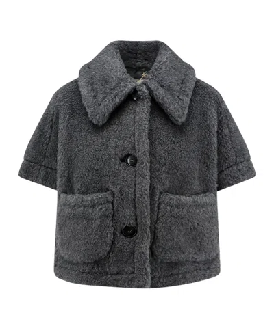 Max Mara Single-breasted Short-sleeved Coat In Black