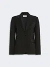 Max Mara Single-breasted Stretch Wool Blazer In Black