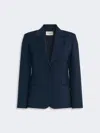 Max Mara Single-breasted Stretch Wool Blazer In Blue