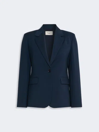 Max Mara Single-breasted Stretch Wool Blazer In Blue