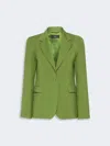 Max Mara Single-breasted Stretch Wool Blazer In Green