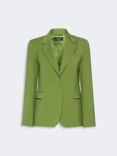 Max Mara Single-breasted Stretch Wool Blazer In Green
