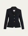 Max Mara Single-breasted Stretch Wool Jacket In Blue