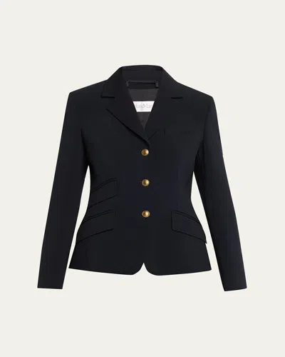 Max Mara Single-breasted Stretch Wool Jacket In Blue