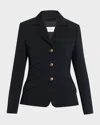 Max Mara Single-breasted Stretch Wool Jacket In Blue