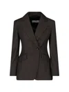 Max Mara Single-breasted Virgin Wool Blazer In Brown
