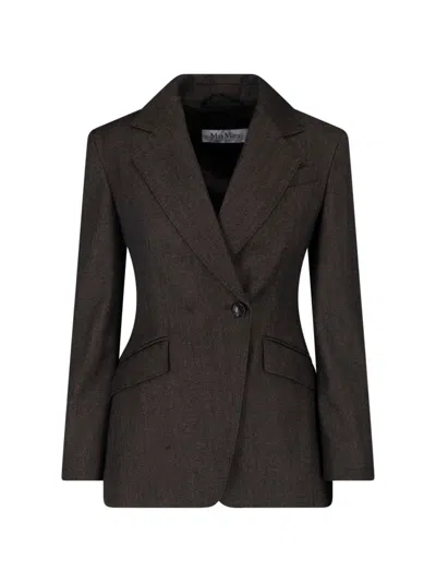 Max Mara Single-breasted Virgin Wool Blazer In Brown