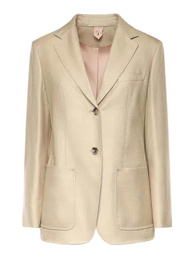 Max Mara Single-breasted Wool And Silk Canvas Blazer In Neutral