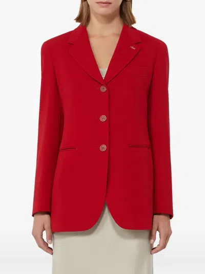 Max Mara Single-breasted Wool Blazer In Red