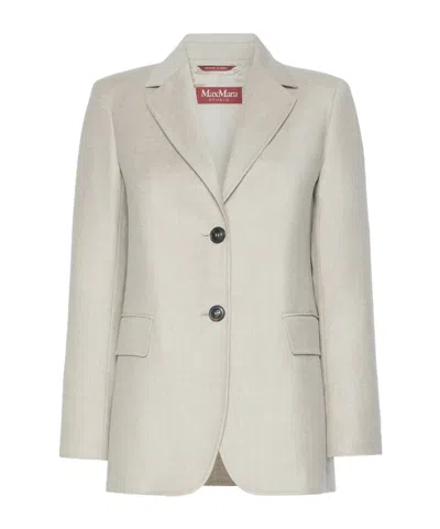 Max Mara Single-breasted Wool Flannel Blazer In Neutral