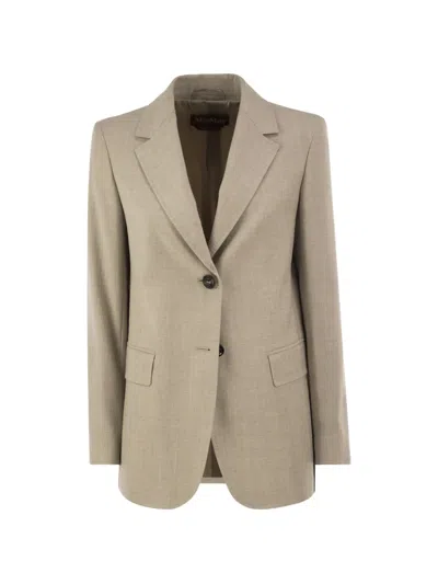 Max Mara Single-breasted Wool Flannel Blazer Beige In Neutral