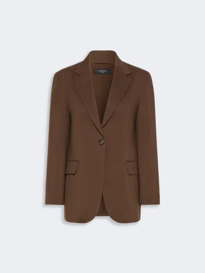 Max Mara Single-breasted Woollen Cloth Blazer In Brown