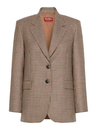 Max Mara Single-breasted Yarn-dyed Wool Blazer In Black