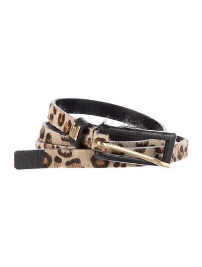Pre-owned Max Mara Skinny Calf Hair Waist Belt In Brown