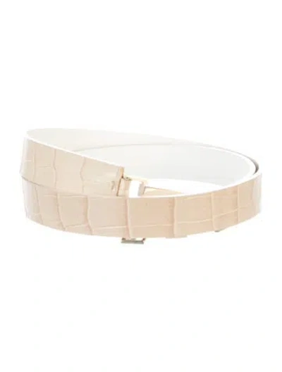 Pre-owned Max Mara Skinny Embossed Leather Belt In Neutrals