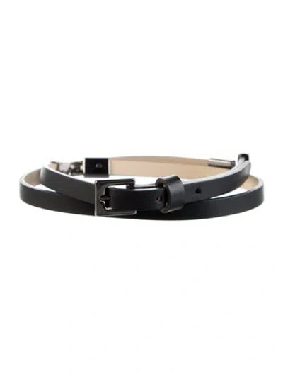 Pre-owned Max Mara Skinny Leather Belt In Black