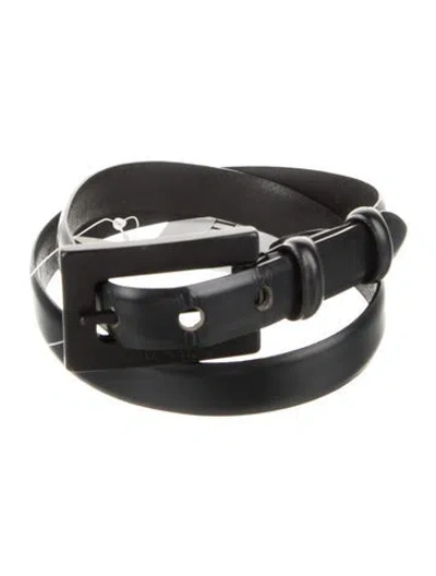 Pre-owned Max Mara Skinny Leather Belt In Black