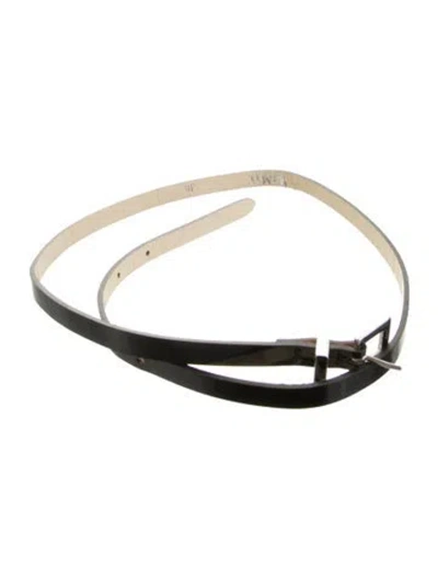 Pre-owned Max Mara Skinny Leather Belt In Black