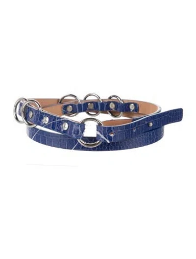Pre-owned Max Mara Skinny Leather Belt In Blue