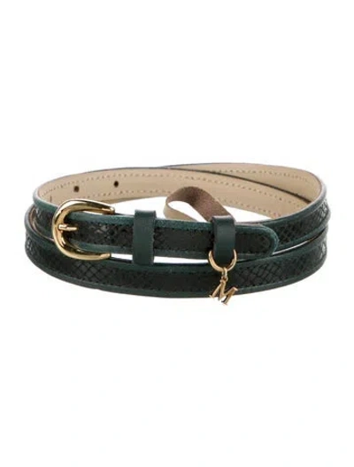 Pre-owned Max Mara Skinny Leather Belt In Green