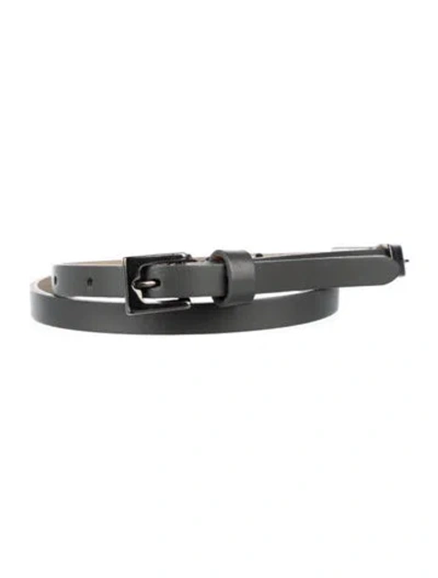Pre-owned Max Mara Skinny Leather Belt In Grey