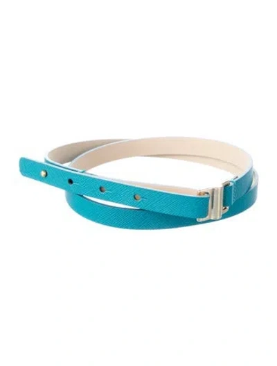 Pre-owned Max Mara Skinny Leather Belt Kit In Blue
