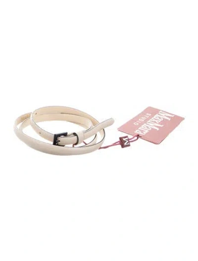 Pre-owned Max Mara Skinny Leather Belt In Neutral