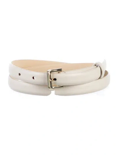 Pre-owned Max Mara Skinny Leather Belt In Neutral