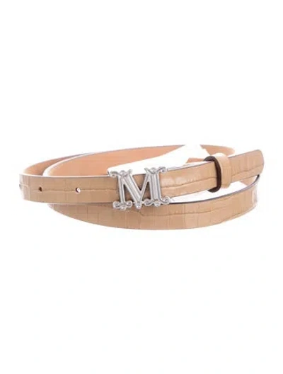 Pre-owned Max Mara Skinny Leather Belt W/ Tags In Neutrals