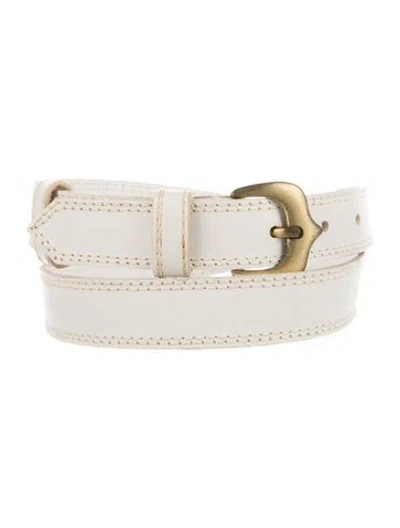 Pre-owned Max Mara Skinny Leather Belt In White