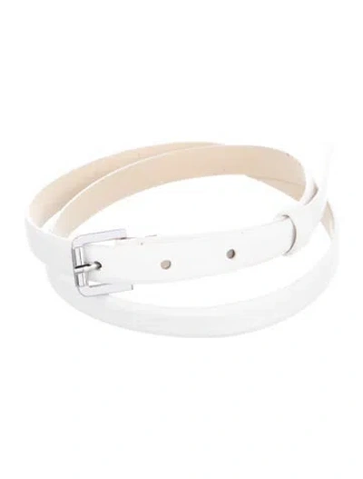 Pre-owned Max Mara Skinny Leather Belt In White