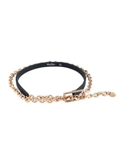 Pre-owned Max Mara Skinny Leather Chain-link Belt In Blue