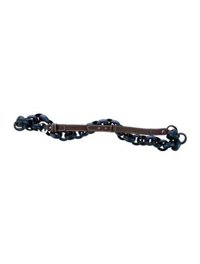 Pre-owned Max Mara Skinny Leather Chain-link Belt In Blue/brown