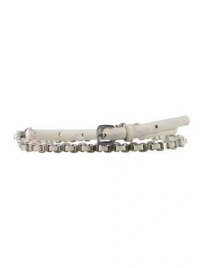 Pre-owned Max Mara Skinny Leather Chain-link Belt In Neutrals