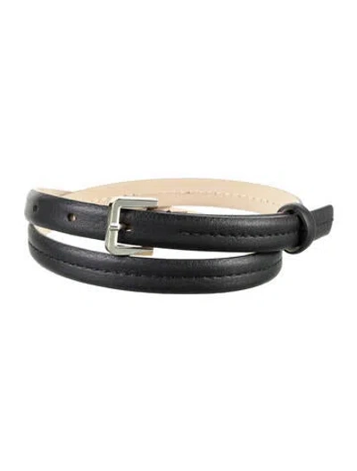 Pre-owned Max Mara Skinny Leather Waist Belt In Black