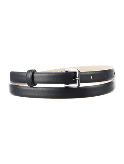 Pre-owned Max Mara Skinny Leather Waist Belt In Black