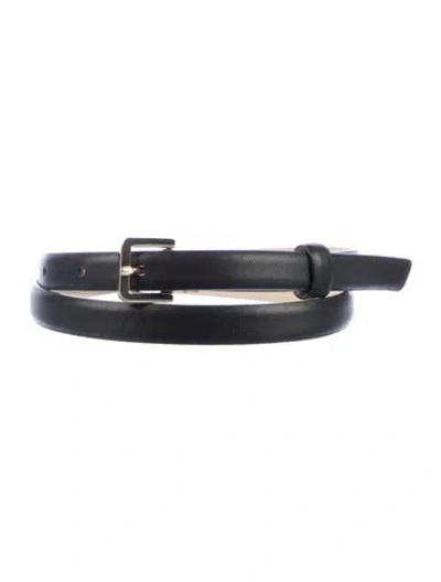 Pre-owned Max Mara Skinny Leather Waist Belt In Black