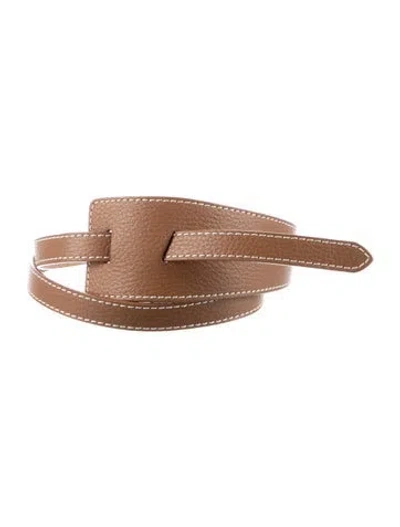 Pre-owned Max Mara Skinny Leather Waist Belt In Brown