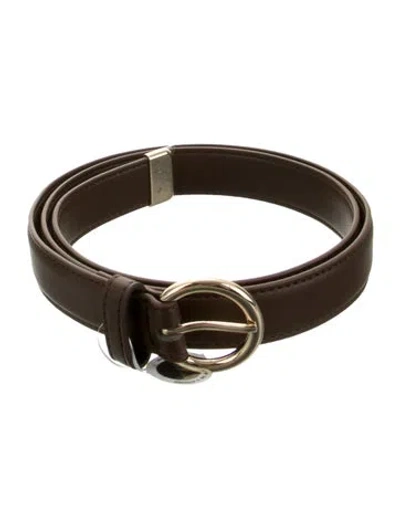 Pre-owned Max Mara Skinny Leather Waist Belt In Brown