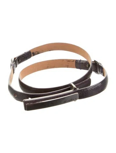 Pre-owned Max Mara Skinny Leather Waist Belt In Purple