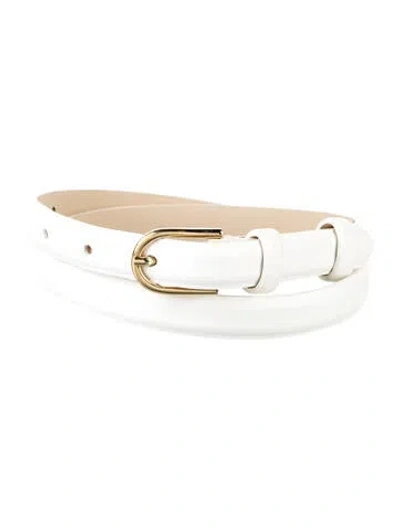 Pre-owned Max Mara Skinny Leather Waist Belt In White