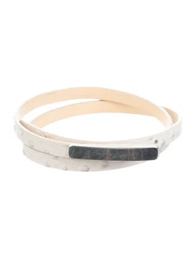 Pre-owned Max Mara Skinny Ostrich Chain-link Belt In Neutral