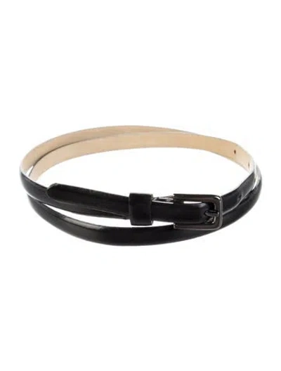 Pre-owned Max Mara Skinny Patent Leather Belt In Black