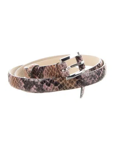 Pre-owned Max Mara Skinny Snakeskin Belt In Neutrals