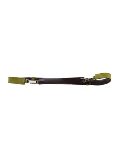 Pre-owned Max Mara Skinny Suede Waist Belt In Green